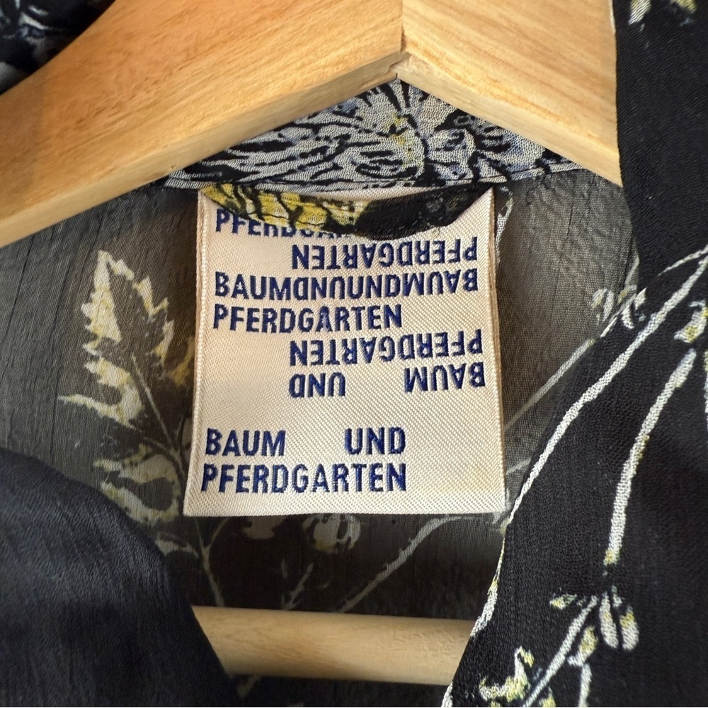 baum und pferdgarten sheer floral tie neck blouse top black floral size 42 - Picture 8 of 10